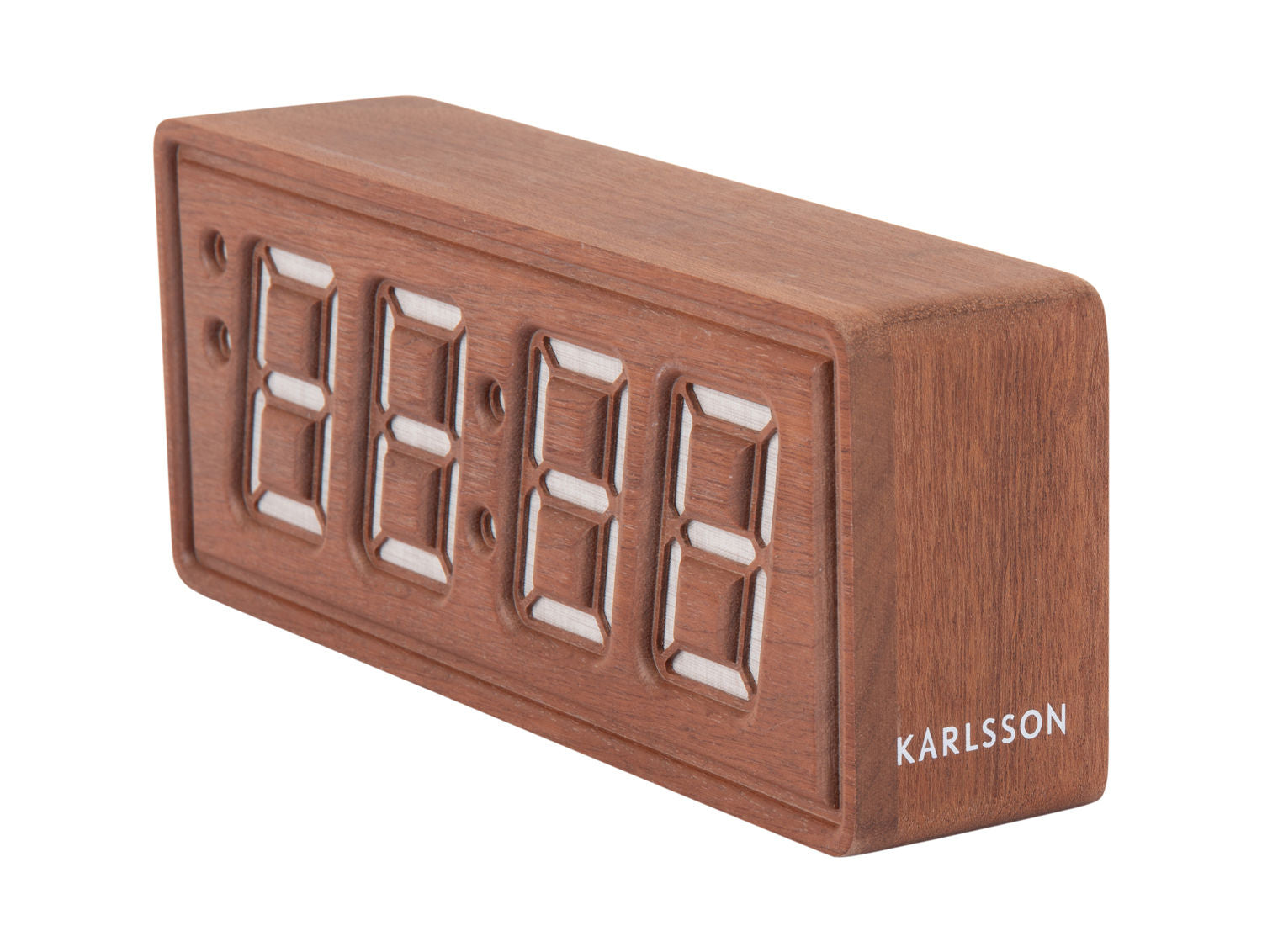Karlsson Alarm clock Solid Wood Engraved dark wood