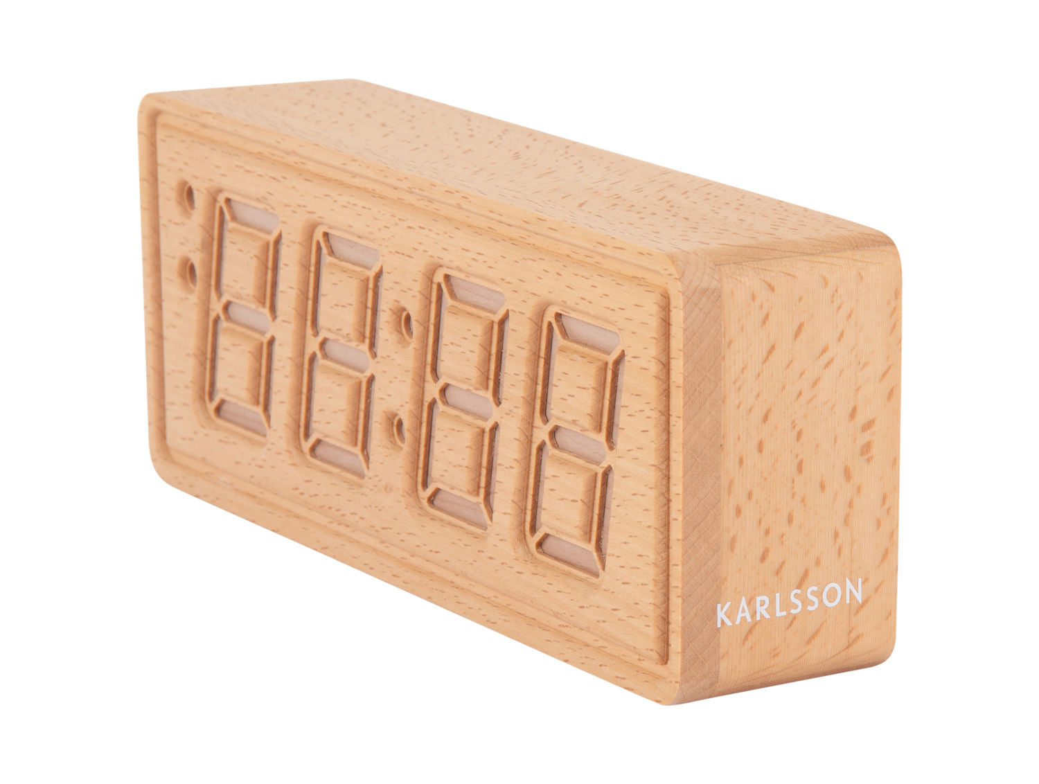 Karlsson Alarm clock Solid Wood Engraved light wood