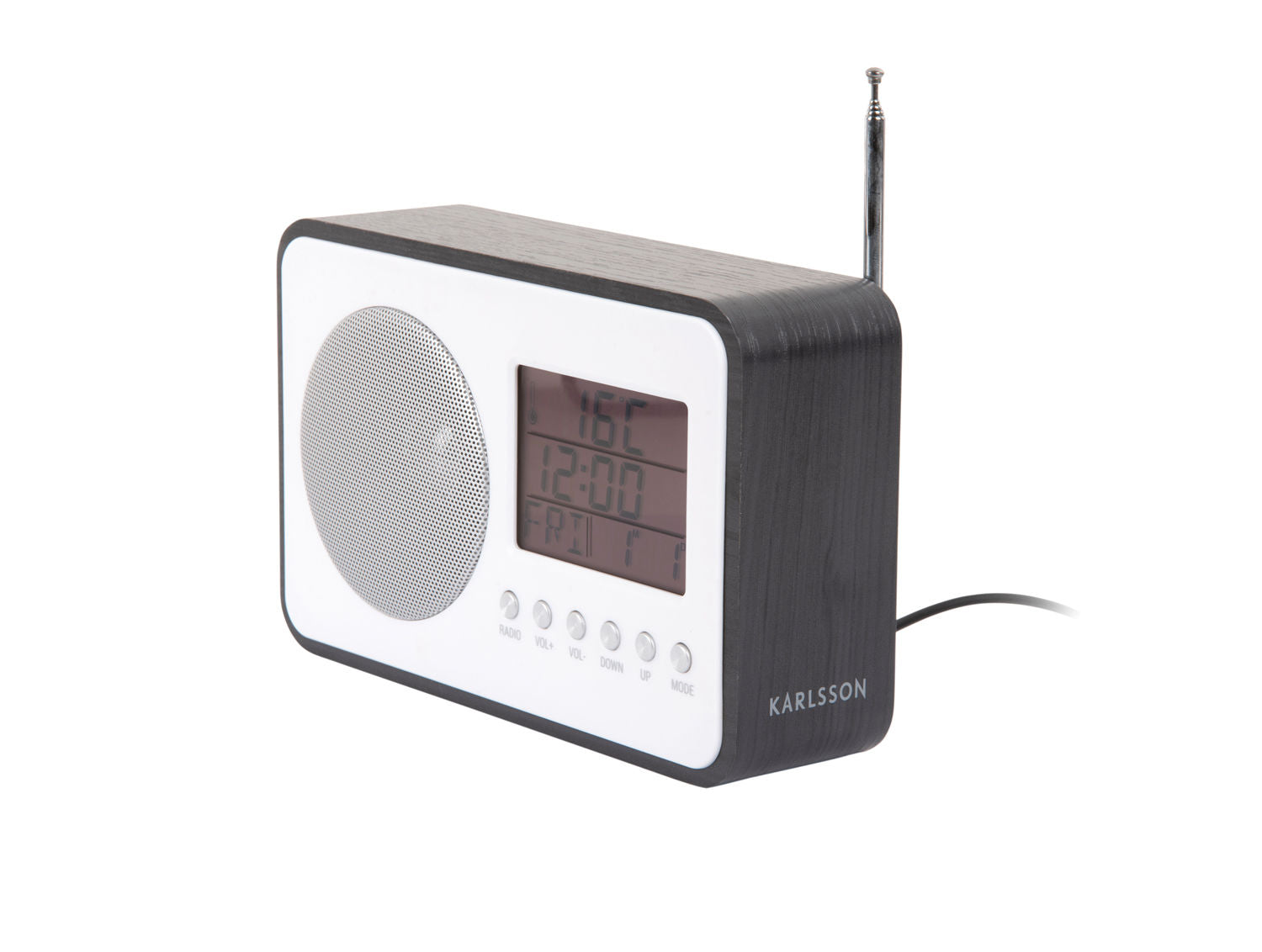 Karlsson Vækkeur FM Radio sort finer