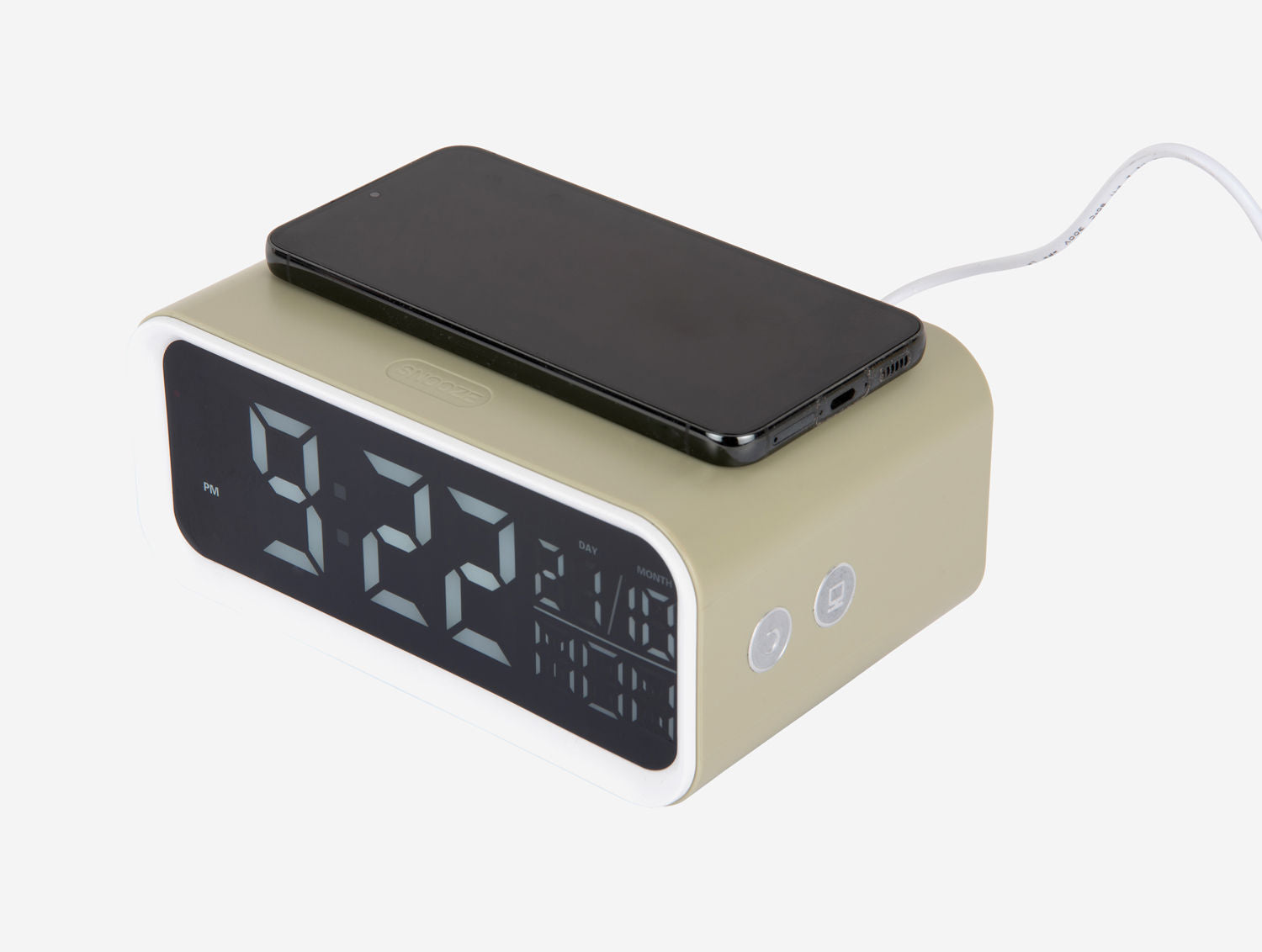 Karlsson Vækkeur Chunky LED m. telefonoplader te grøn