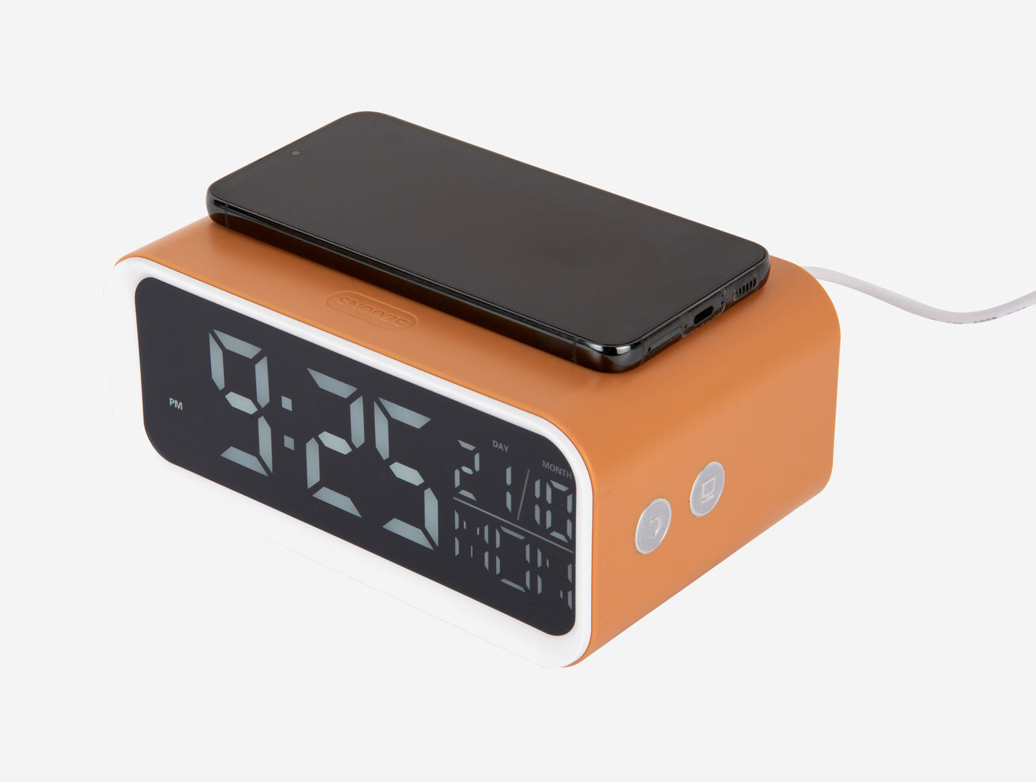 Karlsson Vækkeur Chunky LED m. telefonoplader okkergul