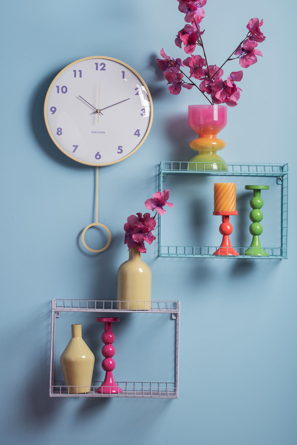 Karlsson Wall clock Cheeky Dome pendulum soft yellow