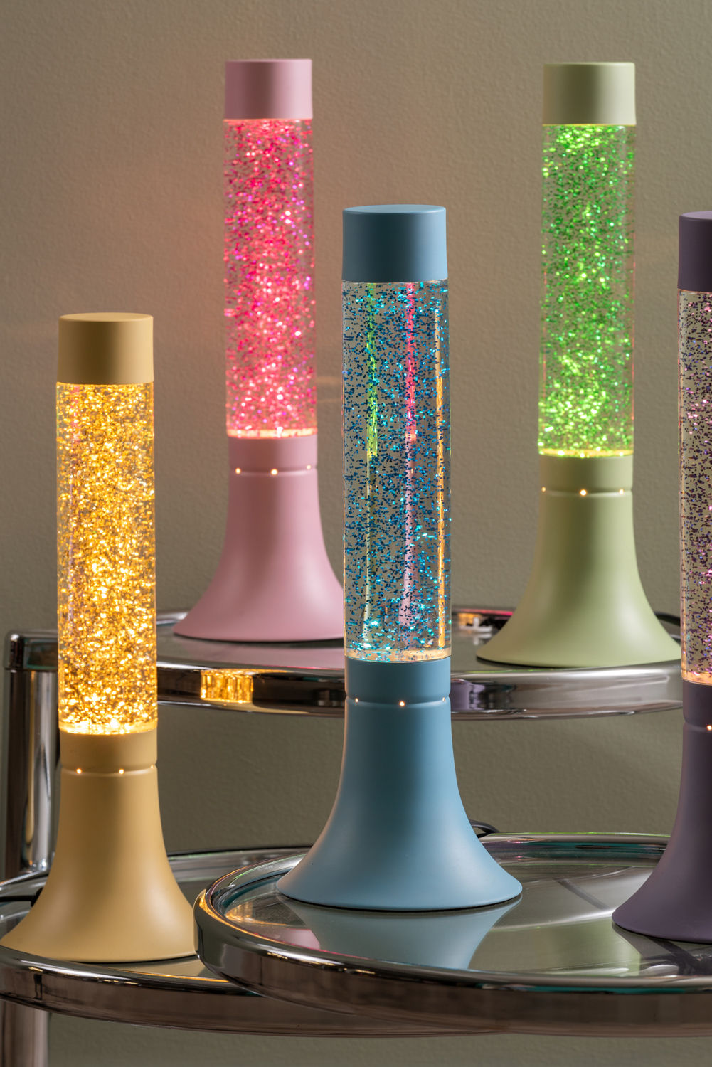 Leitmotiv Bordlampe Astro Glitter blød gul m. lys gul glitter