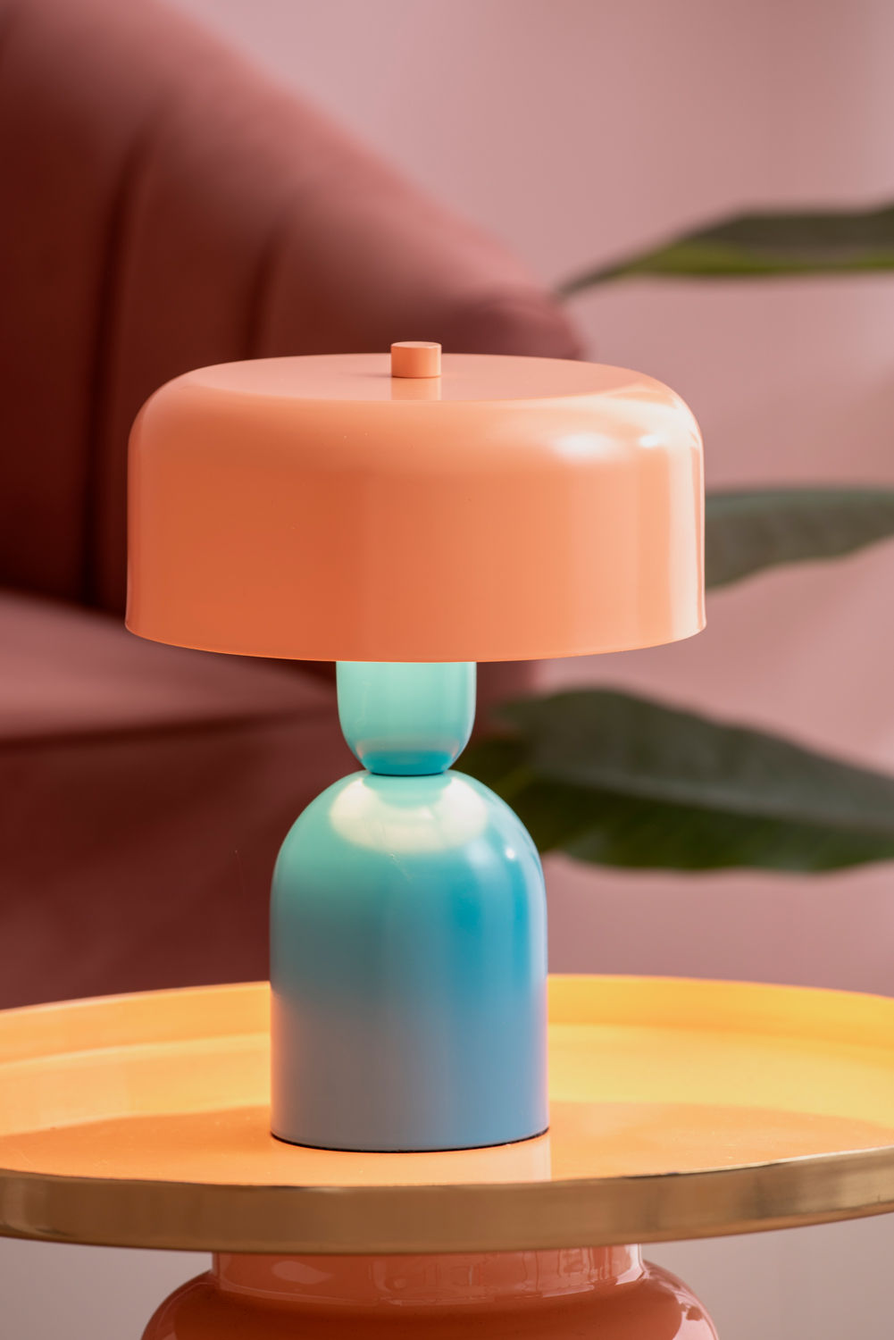 Leitmotiv Bordlampe Double Funky aqua blå m. fersken appelsin