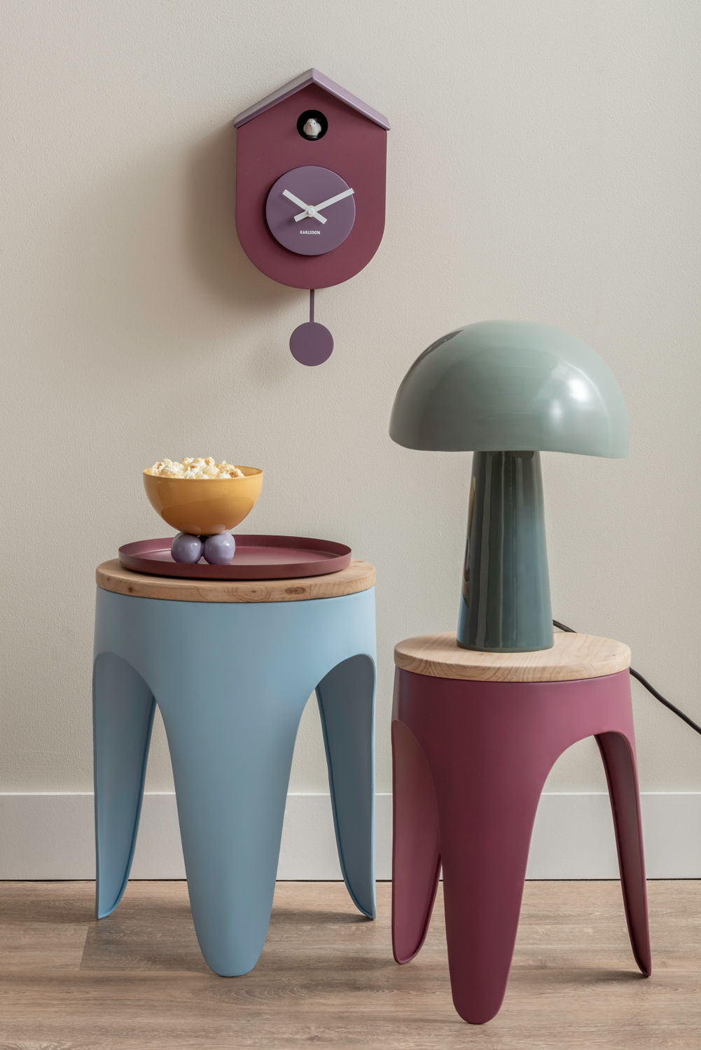 Leitmotiv Taburet sæt Double Funky soft blue & dark mauve