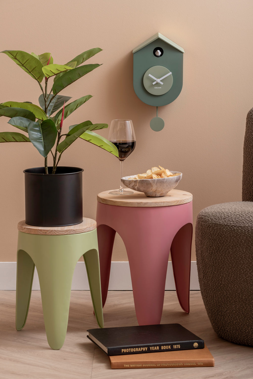 Leitmotiv Taburet sæt Double Funky tan rose & tea green