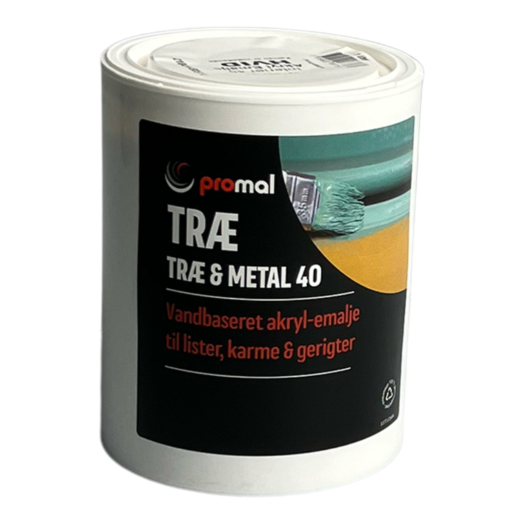 Promal Maling til træ og metal glans 40 - 1 liter - råhvid ral 9010 vandbaseret maling