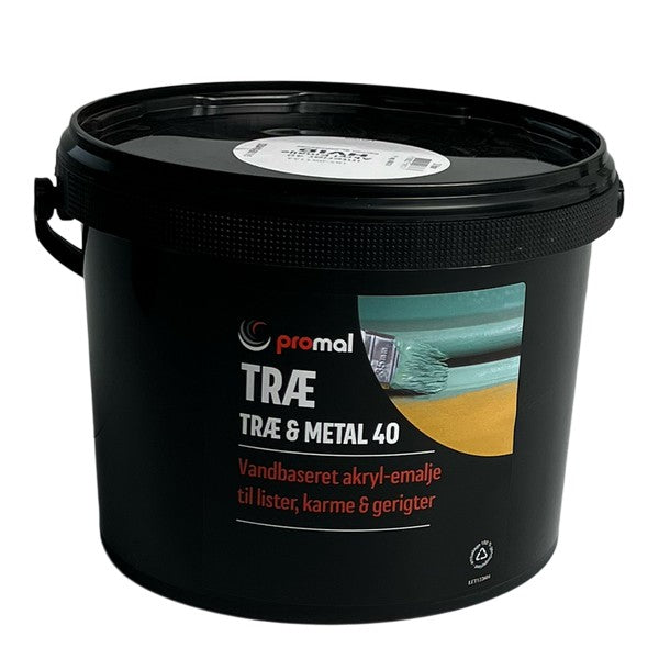 Promal - Hvid maling til træ og metal, glans 40, 3 liter - vandbaseret