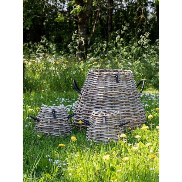 Pære rund Rattankurv - kubu (sæt m/4 stk/2 str) - inkl. poser 3xØ21/30x29 cm - 1xØ43/70x60 cm