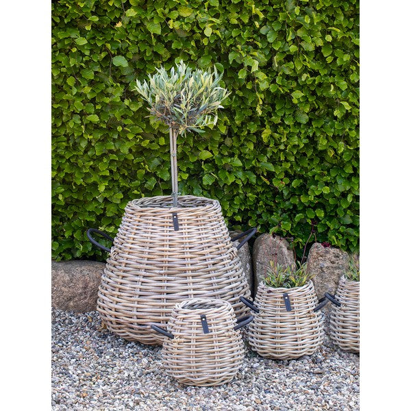 Pære rund Rattankurv - kubu (sæt m/4 stk/2 str) - inkl. poser 3xØ21/30x29 cm - 1xØ43/70x60 cm