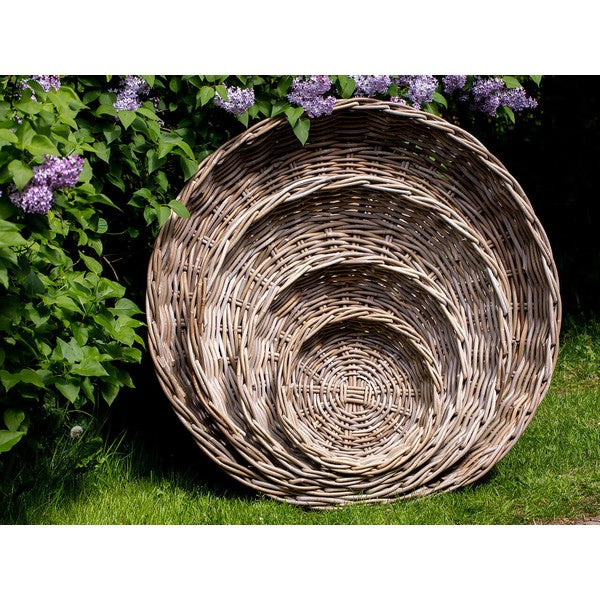 Rund Rattanbakke - kubu - (sæt m. 4 stk. / 4 str.) 1xØ45X12 cm - 1xØ62x14 cm - 1xØ85x17 cm - 1xØ110x20 cm