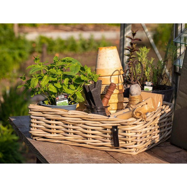 Firkantet Rattanbakke - kubu - (sæt m. 3 stk. / 3 str.) 1x30x22x9 cm - 1x38x27x11 cm - 1x45x32x13 cm