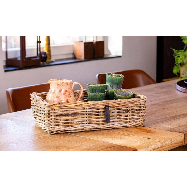 Firkantet Rattanbakke - kubu - (sæt m. 3 stk. / 3 str.) 1x30x22x9 cm - 1x38x27x11 cm - 1x45x32x13 cm