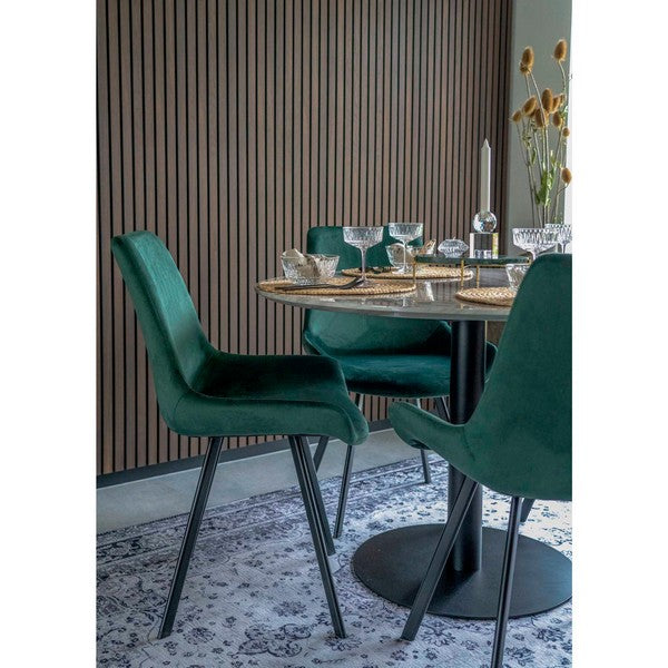 Bolzano Spisebord top i marmorlook og sort ben Ø110x75cm