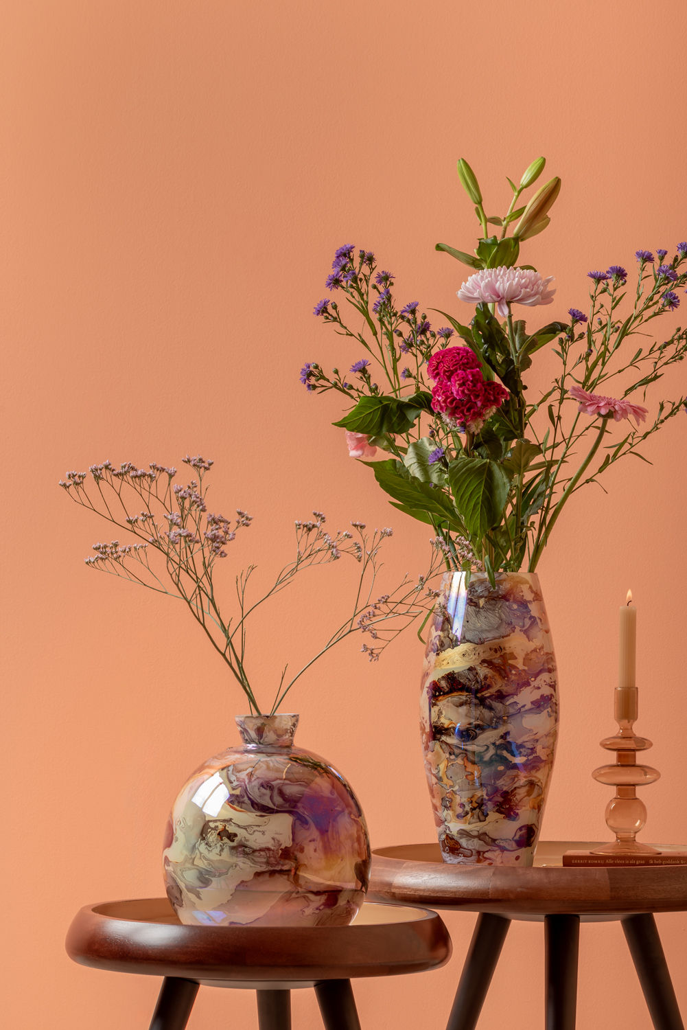 Leitmotiv Bordsæt Stativ varm valnøddelak, blød brun emalje