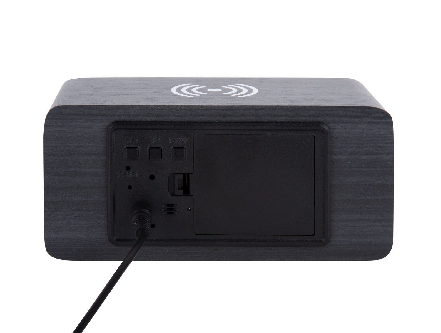 Karlsson Vækkeur Blok m. telefonoplader LED sort finer, hvid LED