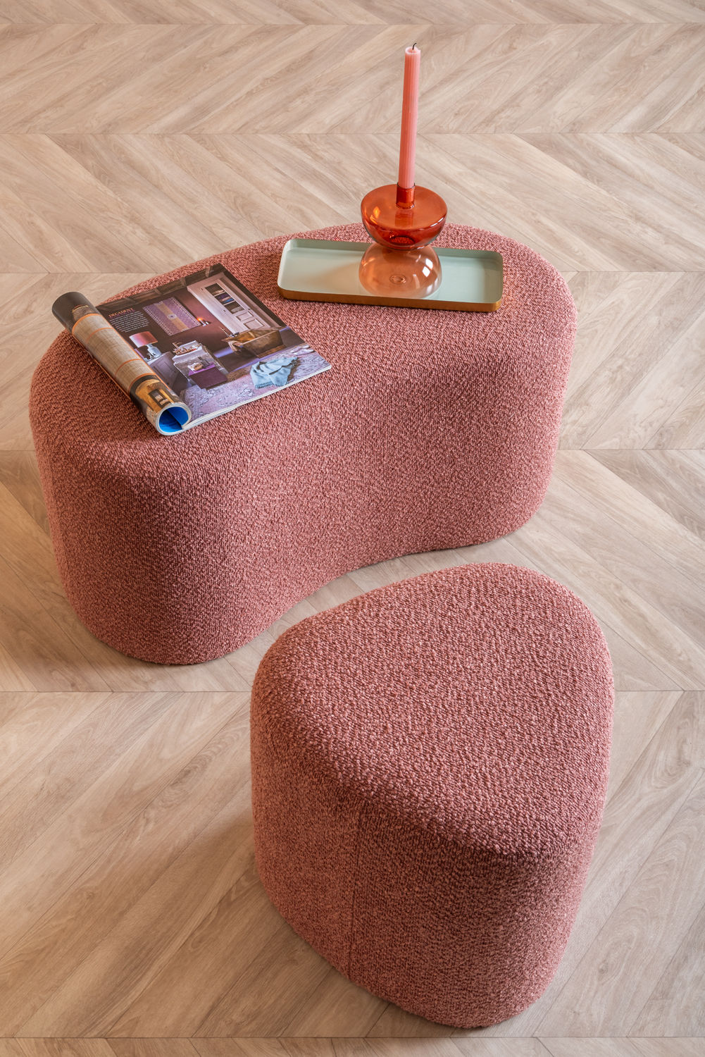 Leitmotiv Puf Ada wave bouclé falmet pink