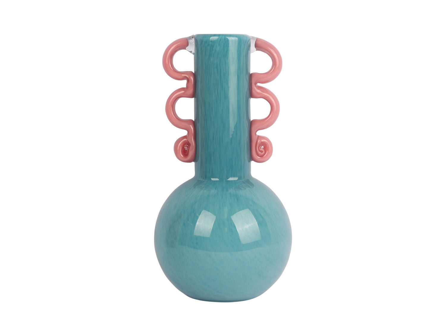 nutid Vase Fiesta glas medium turkisblå, lyserøde hanke
