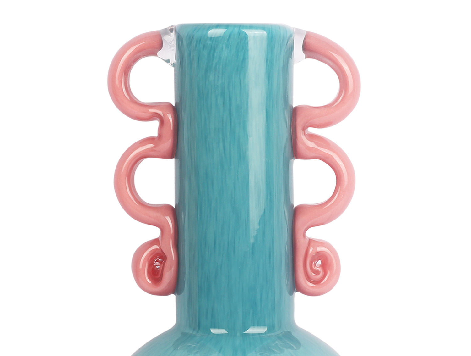 nutid Vase Fiesta glas medium turkisblå, lyserøde hanke