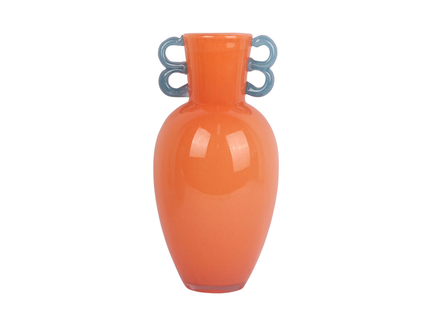 nutid Vase Fiesta glas stor fersken orange, blå hanke