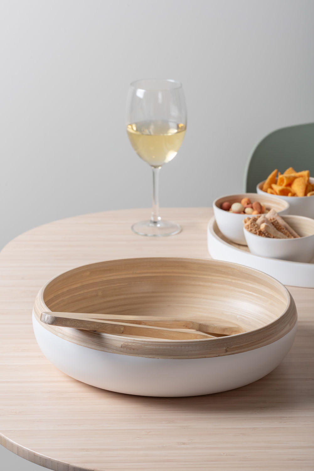 nutid Salatskål Puro kugle bambus hvid