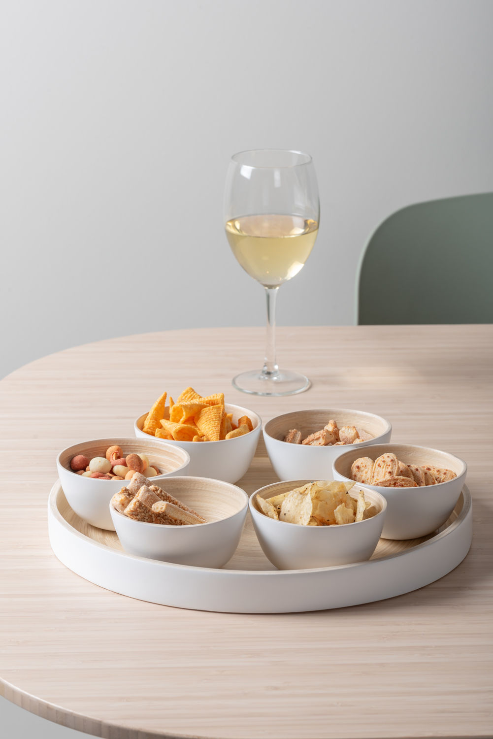 nutid Snackbakke Puro rund bambus hvid