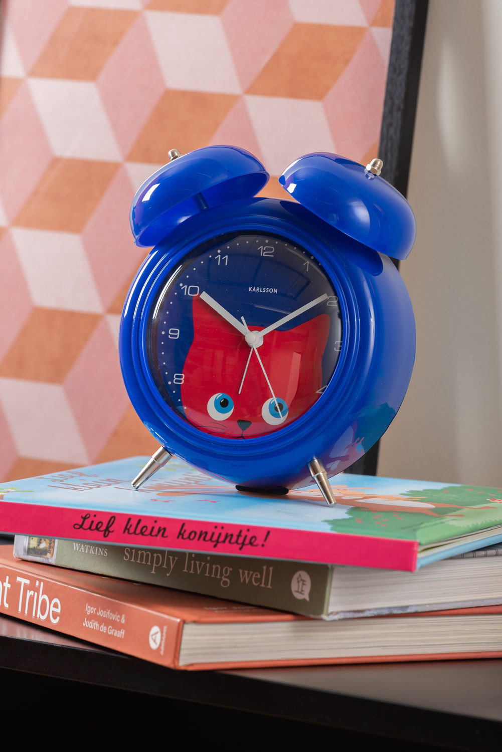 Karlsson Vækkeur Peekaboo Cat mørkeblå