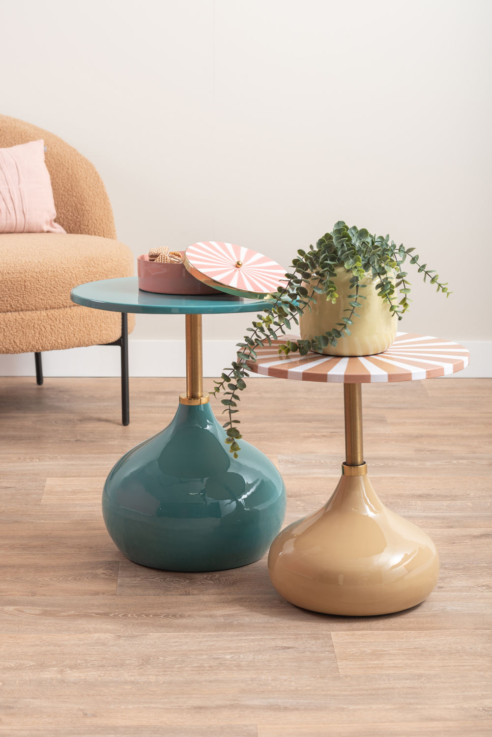 Leitmotiv Sidebord Candy Swirl emalje blød brun & hvid