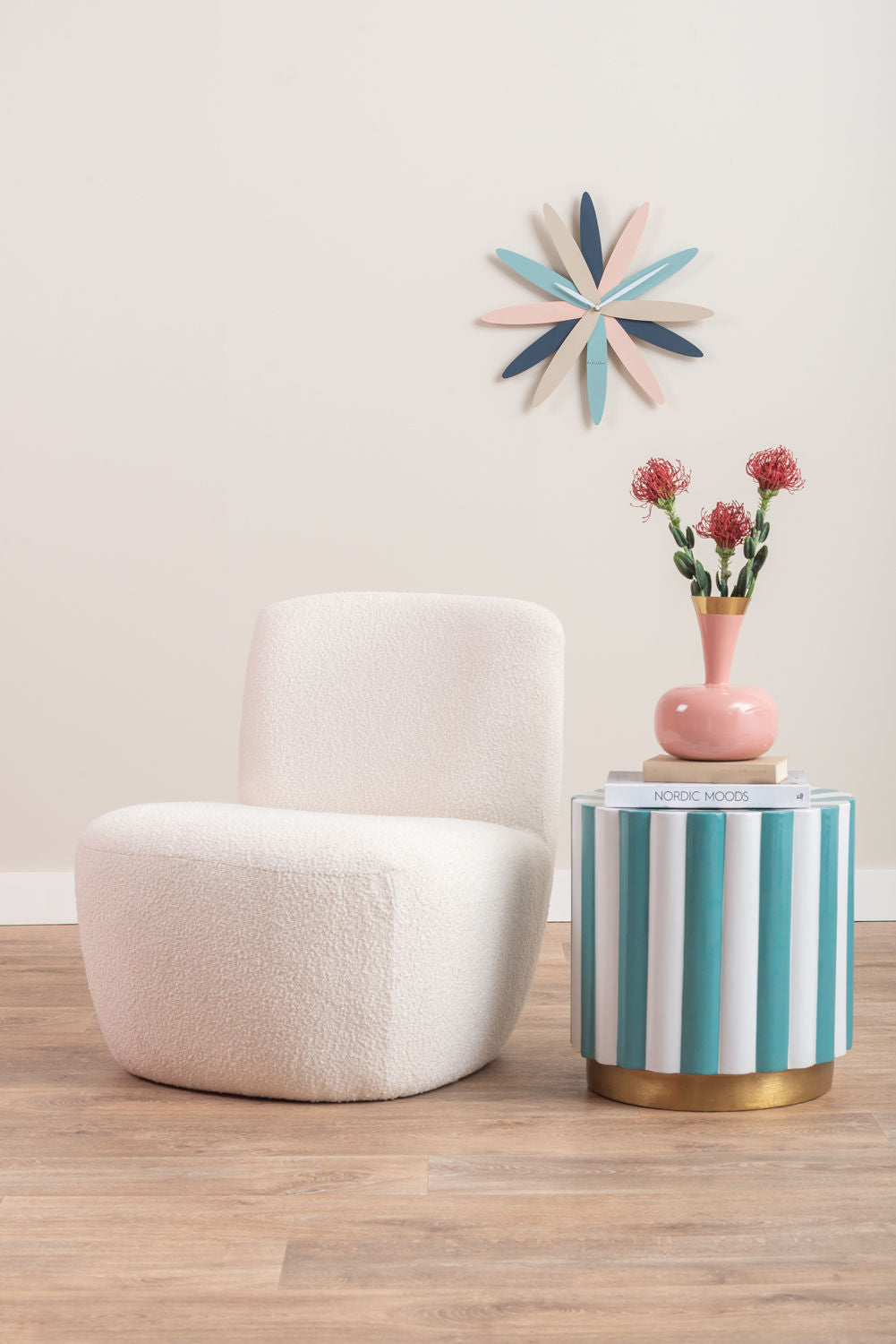 Leitmotiv Taburet Candy Swirl emalje turkis blå & hvid