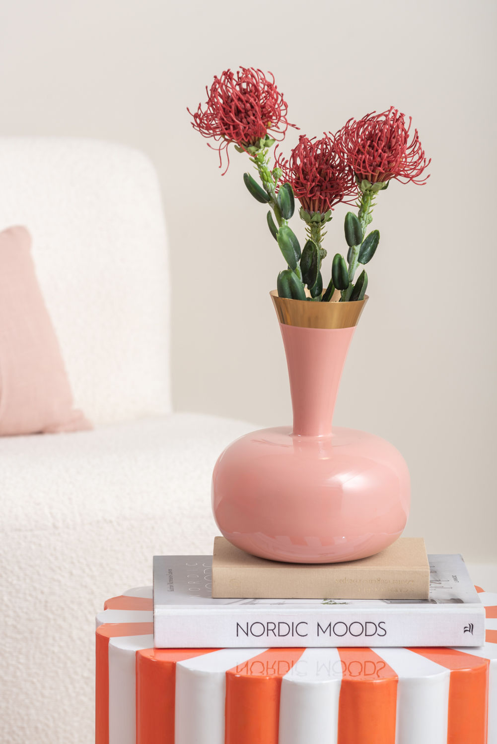 Leitmotiv Taburet Candy Swirl emalje lys orange og hvid