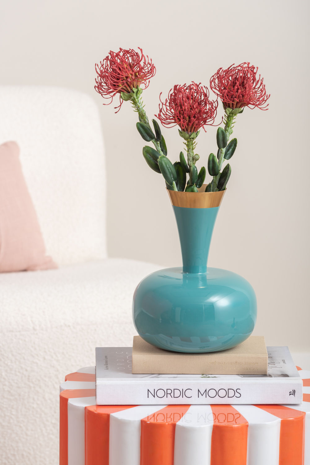 Leitmotiv Taburet Candy Swirl emalje lys orange og hvid