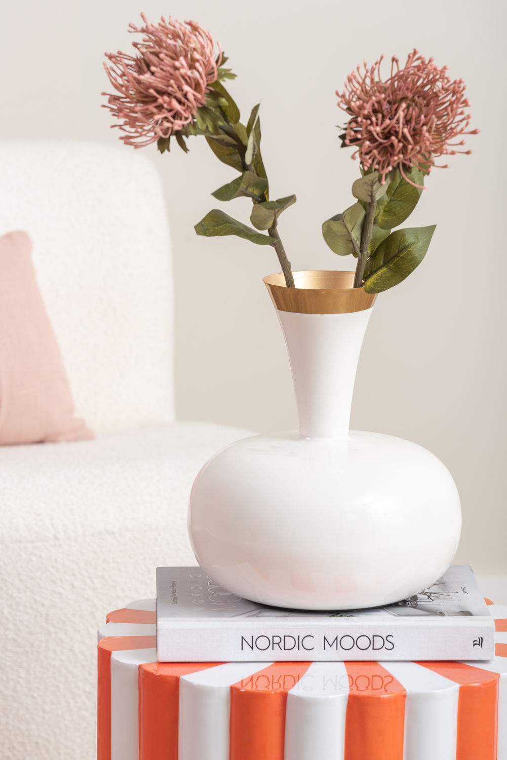 Leitmotiv Taburet Candy Swirl emalje lys orange og hvid