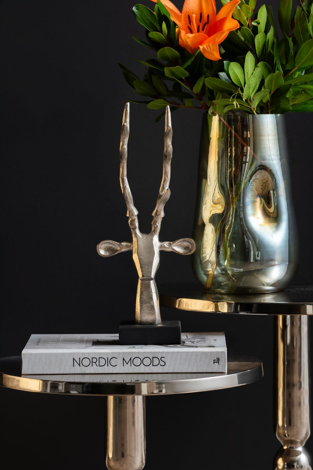 nuværende statue rensdyrhoved børstet sølv