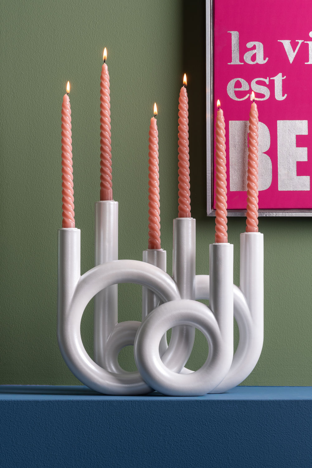 nutid Lysestage Ringe store metallic hvide