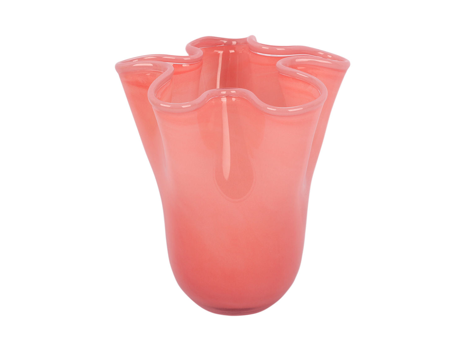 nutid Vase Flæser glas medium pink m. blød pink kant