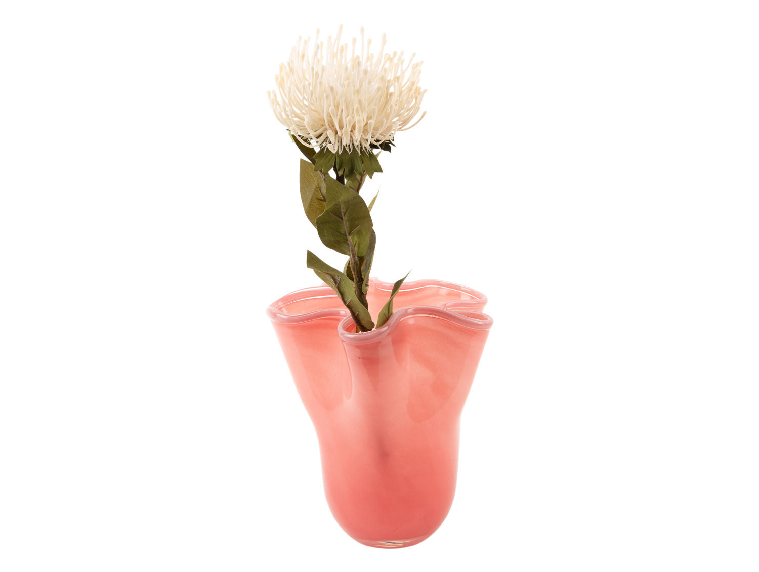 nutid Vase Flæser glas medium pink m. blød pink kant