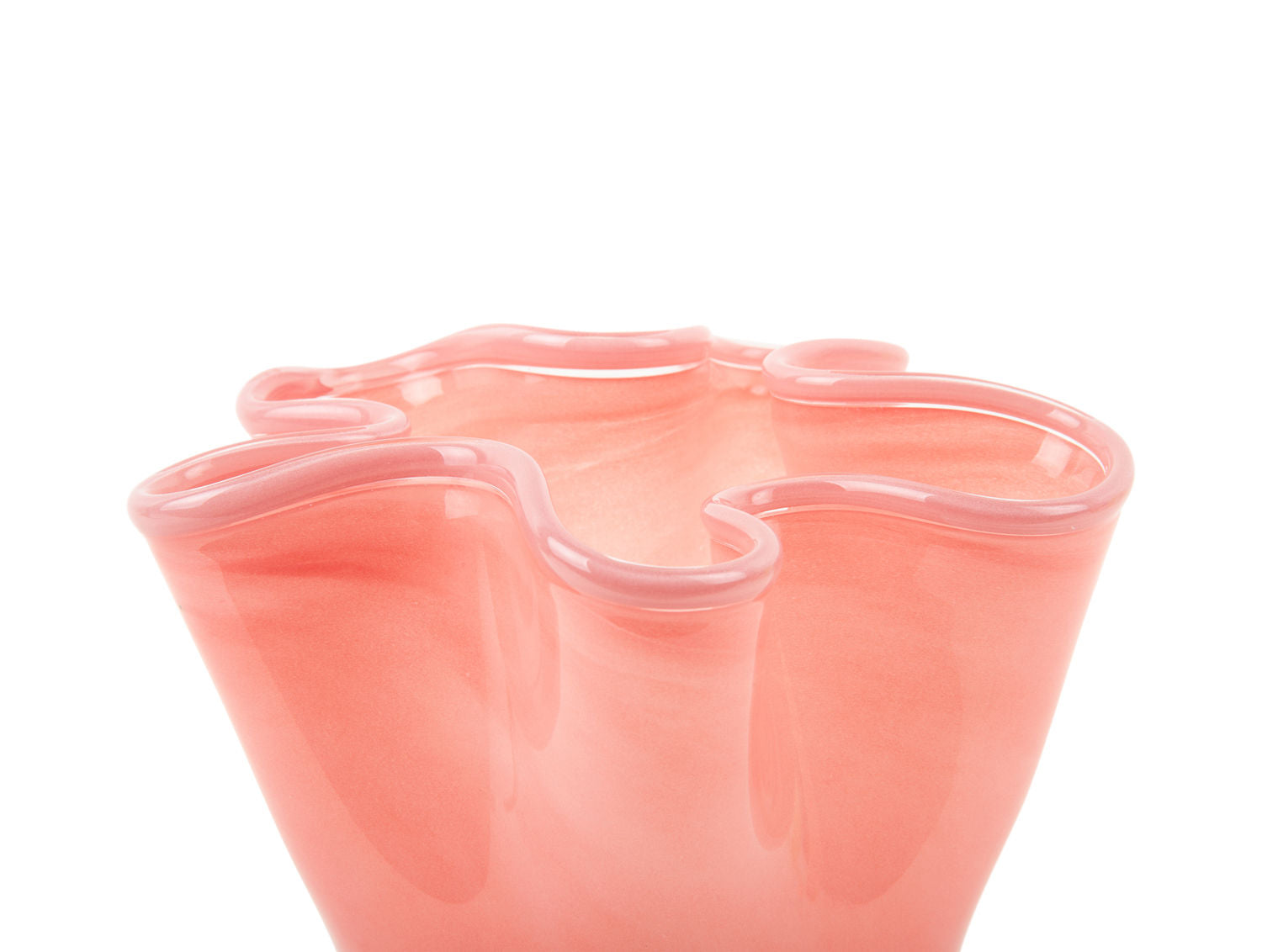 nutid Vase Flæser glas medium pink m. blød pink kant