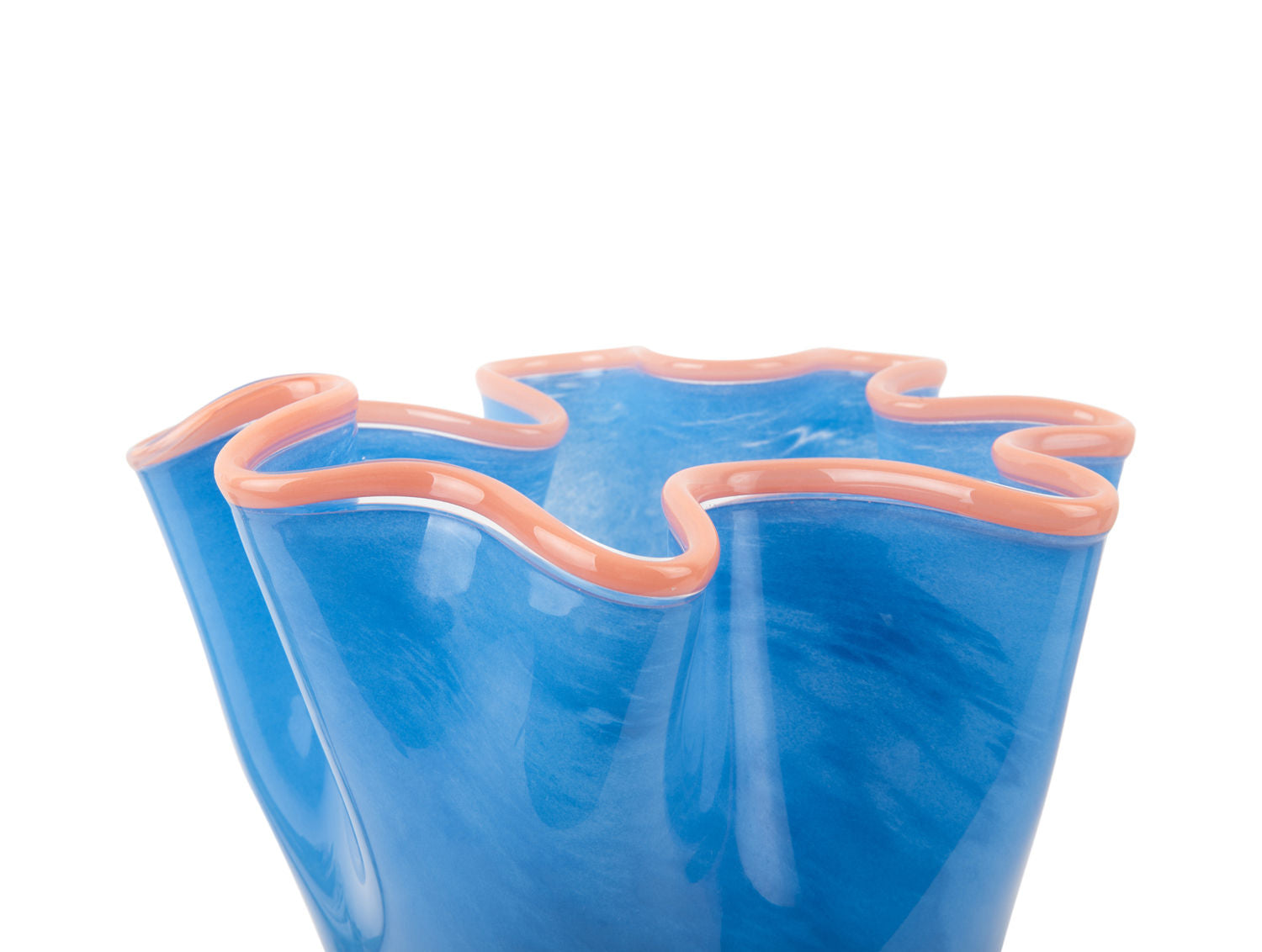 nutid Vase Flæser glas store jeans blå m. fersken orange rand