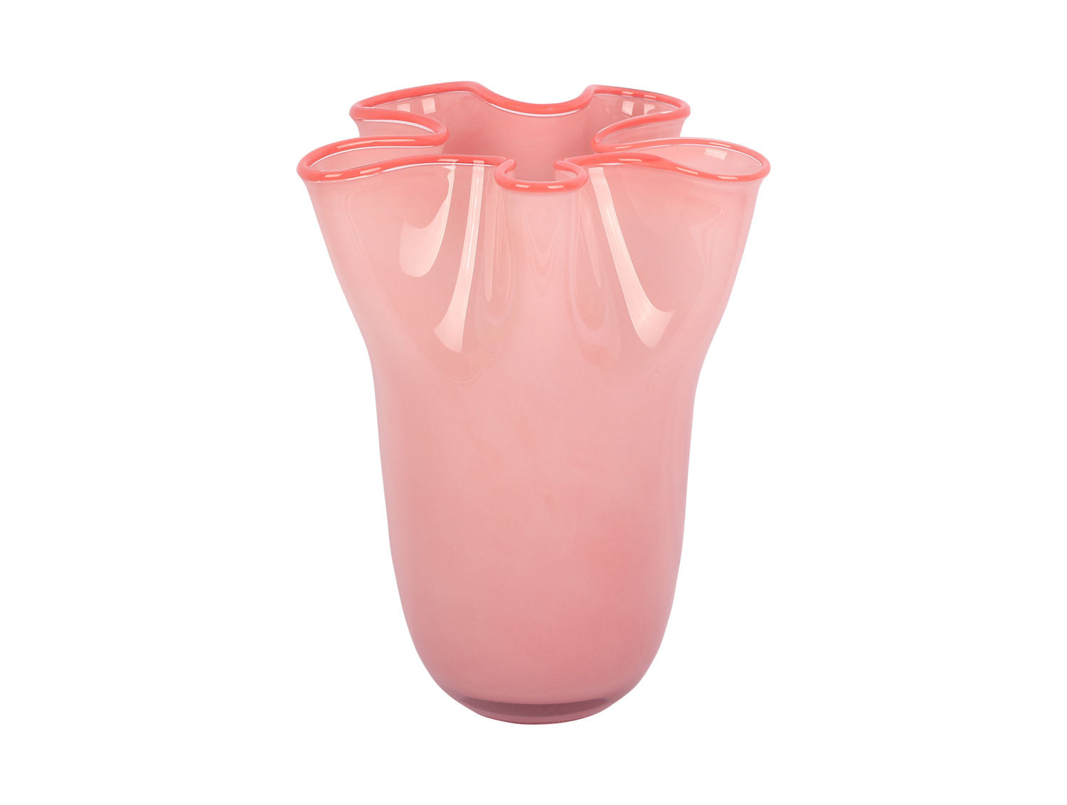 nutid Vase Flæser glas stor blød pink m. lyserød fælg