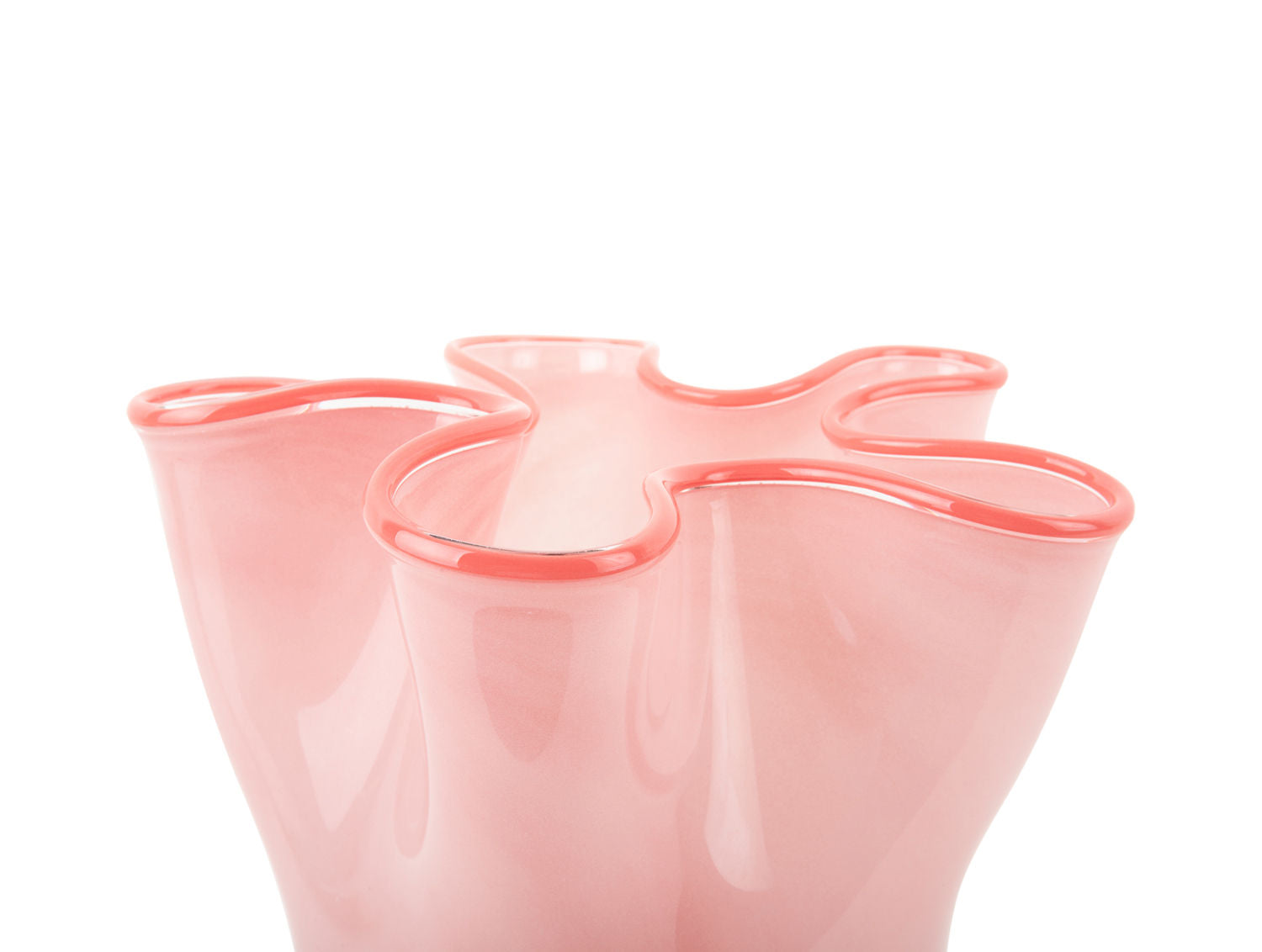 nutid Vase Flæser glas stor blød pink m. lyserød fælg