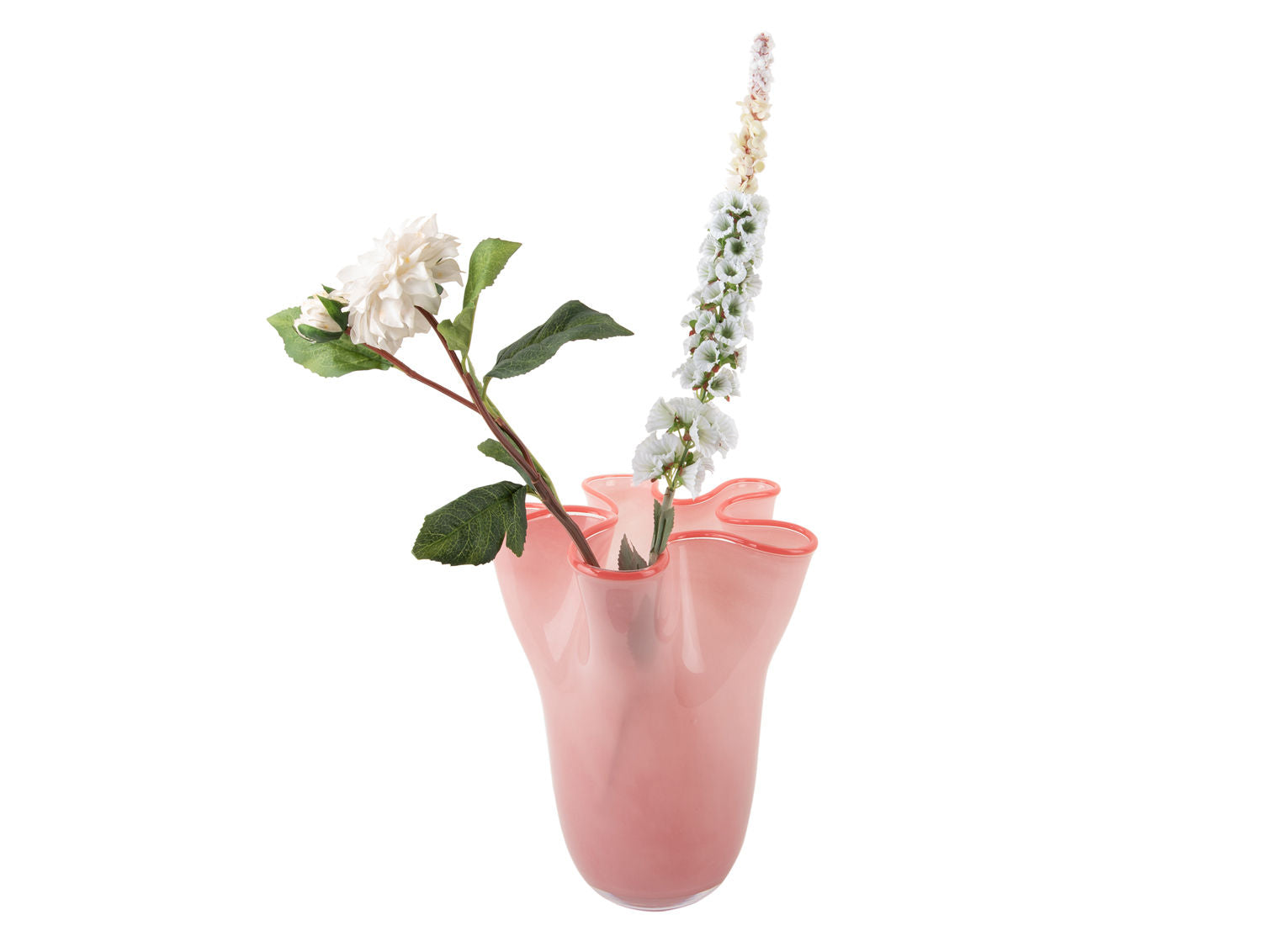 nutid Vase Flæser glas stor blød pink m. lyserød fælg