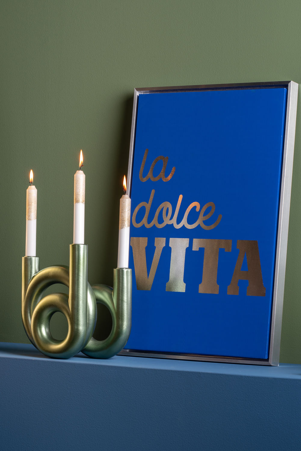 nutid Vægkunst La Dolce Vita lærred medium mørkeblå, sølvfolie