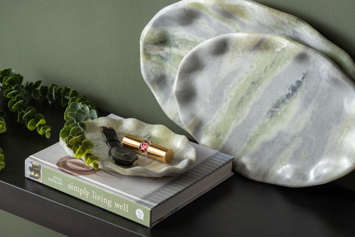 nutid Bakke Waved oval stor marmor himalaya grøn