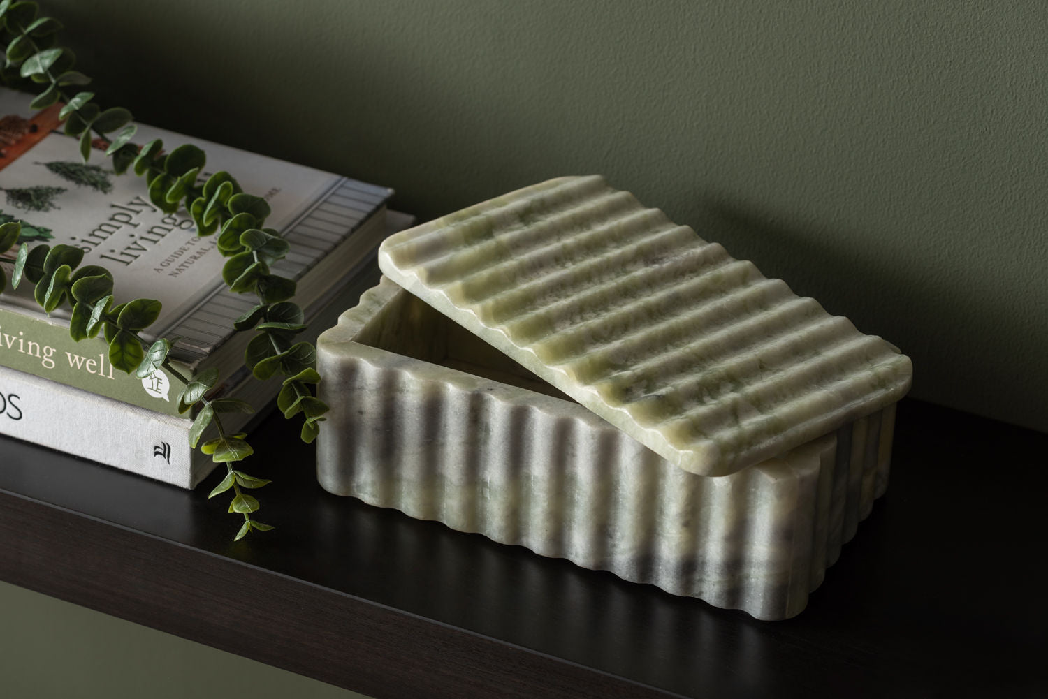 Present Time Skål rektangel med låg marmor himalaya grøn
