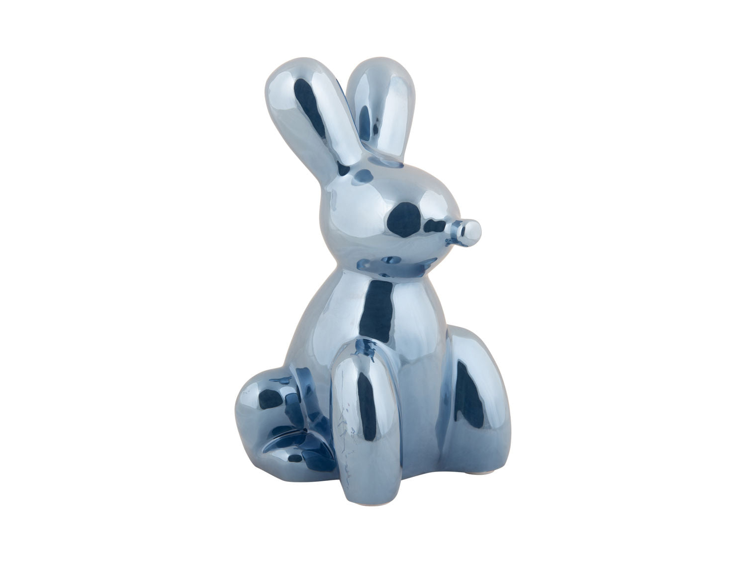 nutiden Statue Ballon Bunny stor keramisk mørkeblå belagt