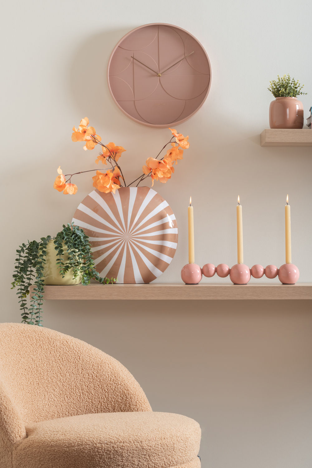 nutid Lysestage Bobler lige emalje flamingo pink