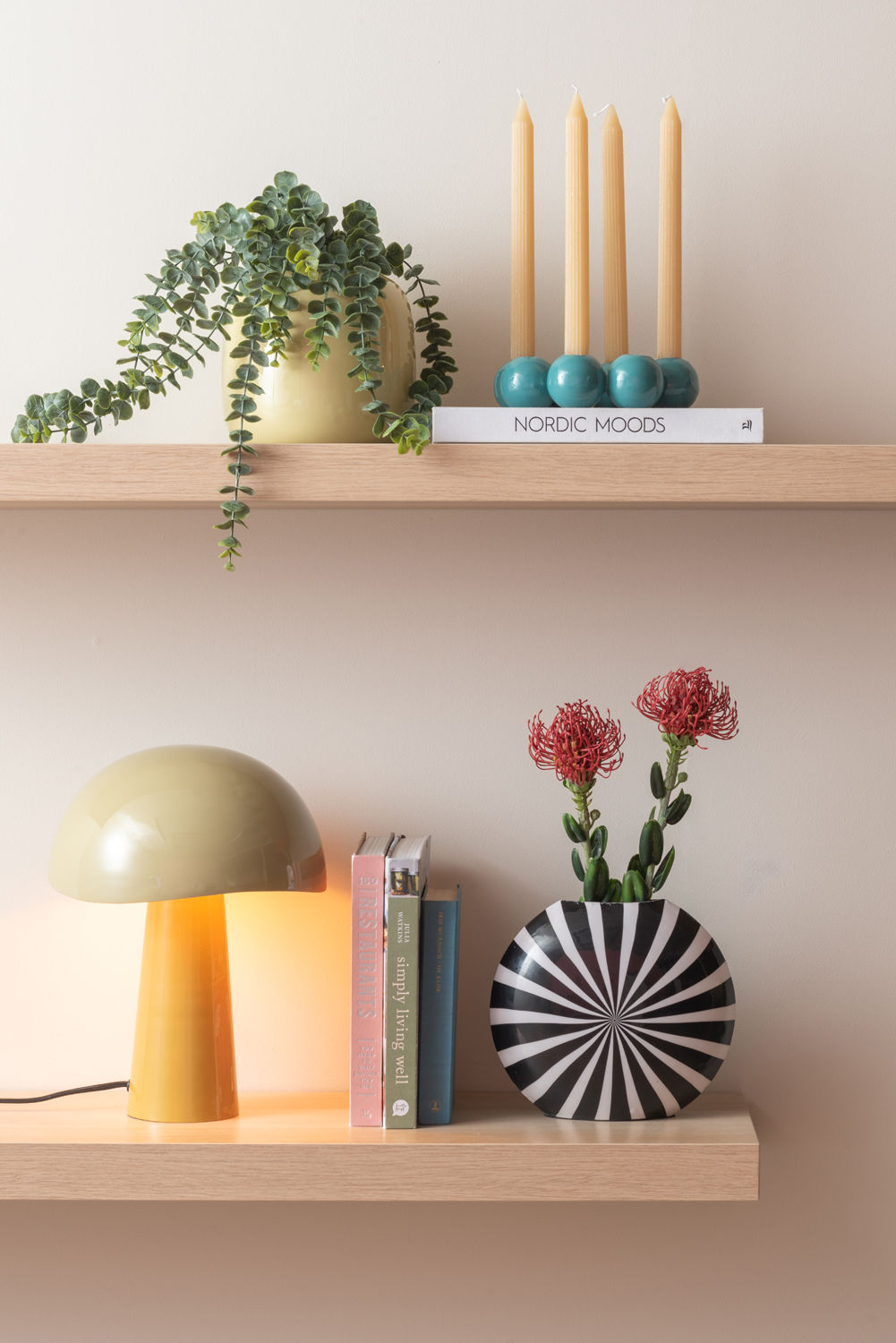 nutid Lysestage Bobler rund emalje turkisblå