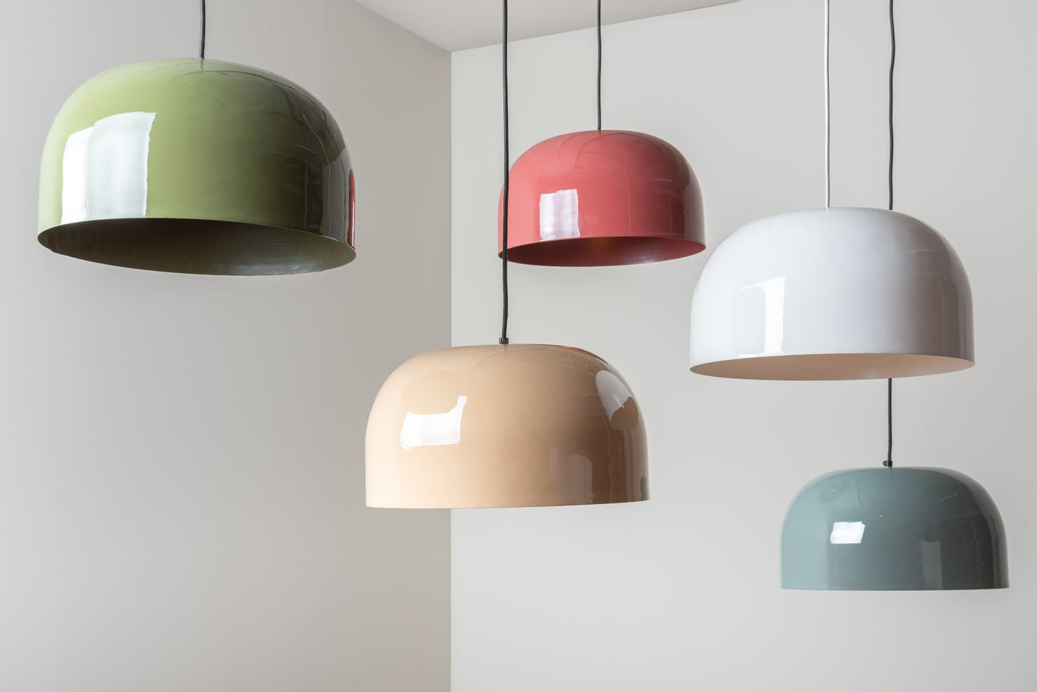 Leitmotiv Pendant lamp Dome enamel soft brown