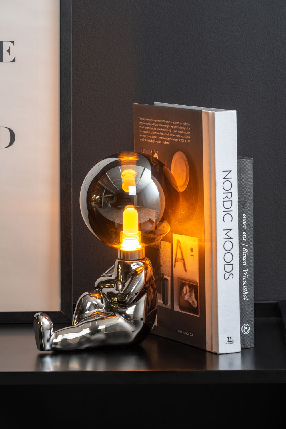 Leitmotiv Bordlampe Joey LED keramisk forkromet