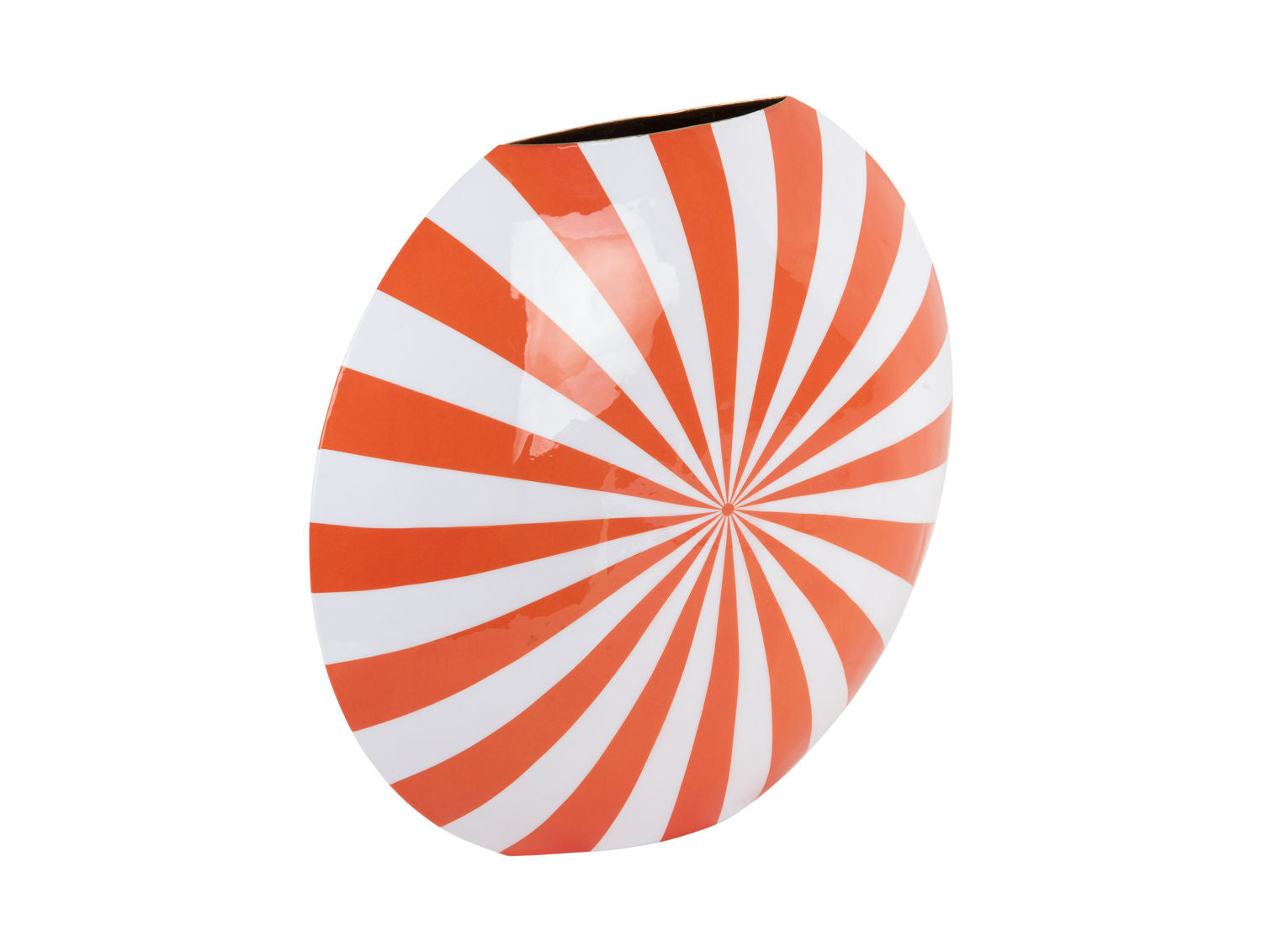 nutid Vase Candy Swirl stor emalje lys orange & hvid
